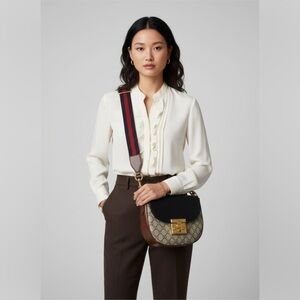 Authentic Gucci GG Supreme Padlock Shoulder/Crossbody Bag with Web Strap